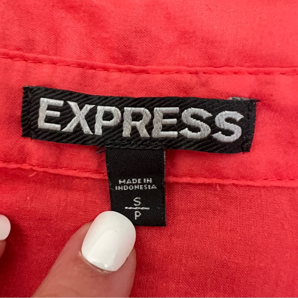 Express Coral Colored Button Down Blouse Top Shir… - image 2